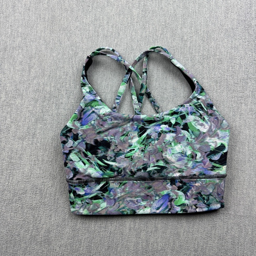 Lululemon Sports Bra Womens 4 Green Energy Longline Medium Support B-D Cups Top